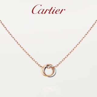 [พร้อมกล่องบรรจุภัณฑ์] พร้อมส่ง Cartier Trinity Series สร้อยคอทองคําขาว สีโรสโกลด์ สามสี