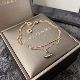 [พร้อมส่ง] Bvlgari Bvlgari DIVAS DREAM Series สร้อยข้อมือ จี้ใบพัด ขนาดเล็ก สีโรสโกลด์ สีเขียวมาลาไคท์