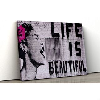 Banksy Life is Beautiful ภาพกราฟฟิตี้บนผ้าใบ พิมพ์ลายกราฟฟิติ หลายขนาด สําหรับตกแต่งผนังบ้าน