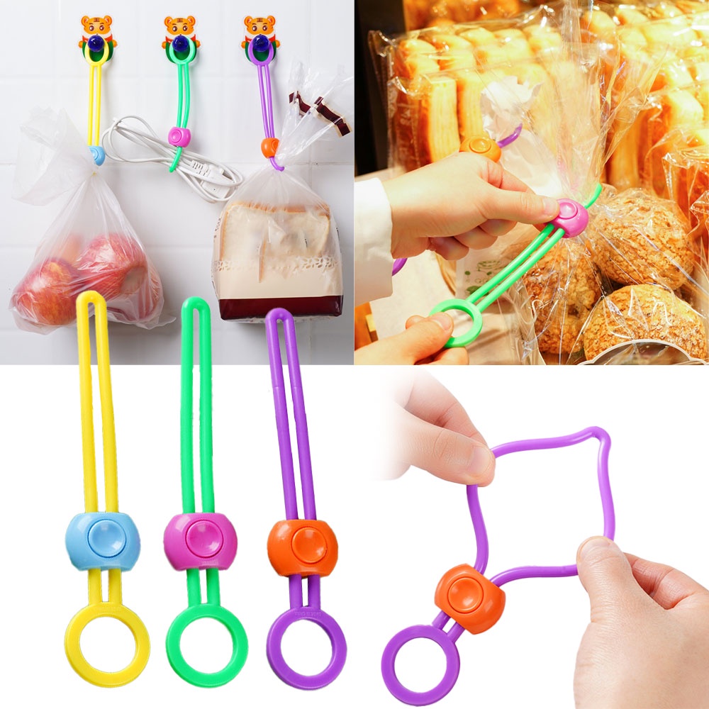 เครื่องมือจัดเก็บสายเคเบิลข้อมูลแบบพกพา/ สายรัดปิดผนึกถุงอาหารซิลิโคนหลากสี/คลิปปิดผนึกคลิปปรับได้ซีล/สร้างสรรค์ปฏิบัติผูกเชือกซีลอเนกประส