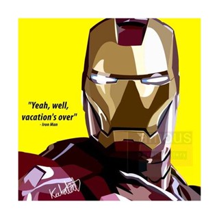 Yes_well,_vacations_over_iron_man_motivational โปสเตอร์ผ้าใบ พิมพ์ลายคําคมศิลปะ สําหรับตกแต่งผนังบ้าน