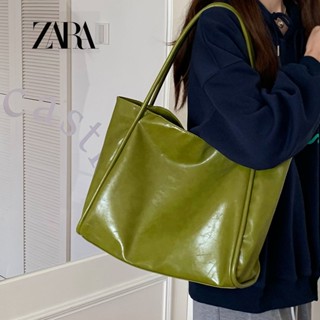 Zara กระเป๋าสะพายไหล่ ความจุขนาดใหญ่ แบบพกพา สําหรับผู้หญิง