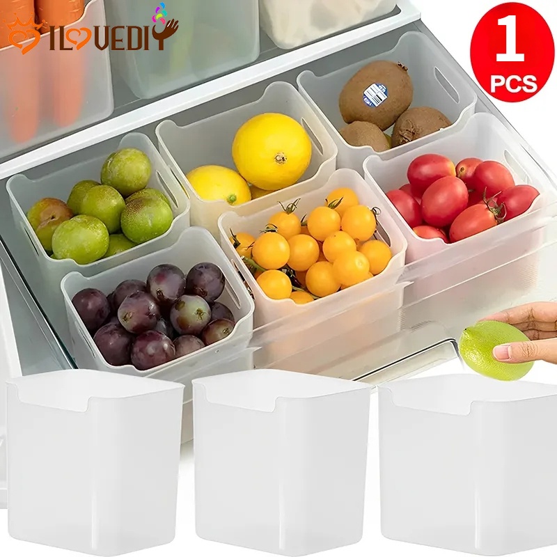 กล่องจัดระเบียบด้านข้างตู้เย็น / กล่องพลาสติก ขนาดเล็ก / กล่องอาหารในครัว / กล่องจัดตู้เย็น / ชั้นเก็บเครื่องปรุง / ถังจัดระเบียบพลาสติก