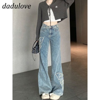 DaDulove💕 New American Ins High Street Retro Jeans Niche Butterfly Embroidery Wide-leg Pants Large Size Trousers