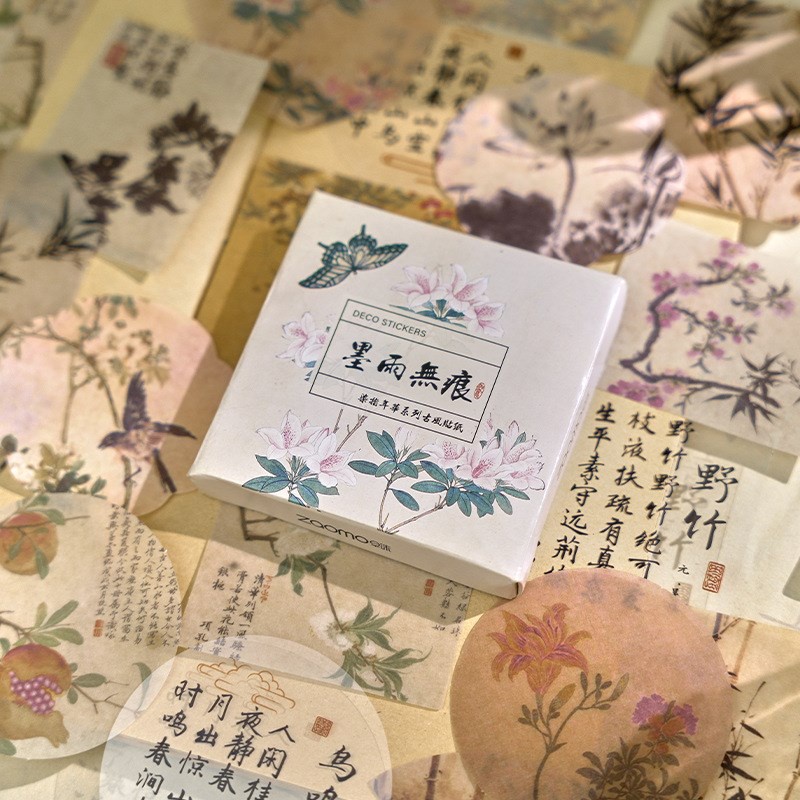80 ชิ้นสไตล์จีนภาพวาดสติกเกอร์ชุดสติกเกอร์ตกแต่งสําหรับ Scrapbooking เด็ก DIY ศิลปะหัตถกรรมอัลบั้ม Journaling ตกแต่ง