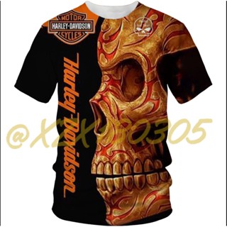 (ทั้งหมดในสต็อก Xzx180305) เสื้อยืด พิมพ์ลาย Harley-Davidson Racing 3D 09