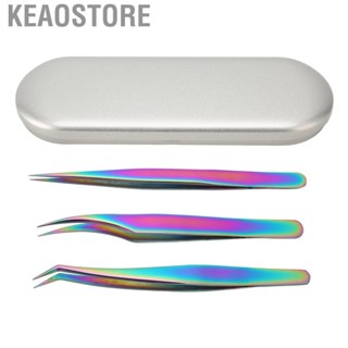 Keaostore Eyelash Extension Tweezer  3PCS Rustproof Elastic  Corrosion Robust Easy Cleaning Set Stainless Steel for Home