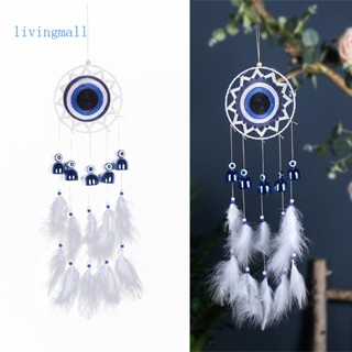 Livi ตาข่ายดักฝัน แต่งขนนก สีฟ้า สําหรับแขวนตกแต่งรถยนต์