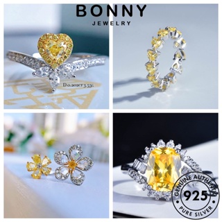 BONNY JEWELRY Silver ซิทริน ผู้หญิง เกาหลี เครื่องประดับ เครื่องประดับ แหวน แฟชั่น ไพลิน 925 แท้ ทับทิม มรกต ต้นฉบับ เงิน หรูหรา M102