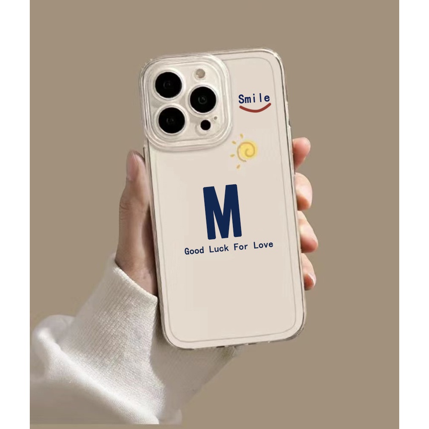 เคสโทรศัพท์มือถือแบบนิ่ม ใส กันกระแทก ลายตัวอักษร M N O สําหรับ IPhone 15 11 12 13 14 Pro MAX XR X X