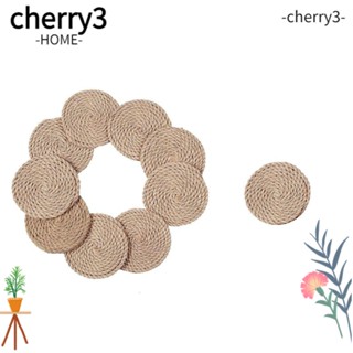 Cherry3 แผ่นรองแก้วเครื่องดื่ม ทรงกลม 4.3 นิ้ว ใช้ซ้ําได้ ทนทาน แฮนด์เมด 10 ชิ้น