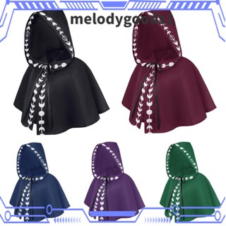 Melodygoods1 เสื้อคลุมไหล่ มีฮู้ด สีพื้น สไตล์เรโทร ฮาโลวีน สําหรับผู้ชาย ผู้หญิง