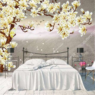 วอลล์เปเปอร์ติดผนัง ลายดอกไม้ สีเหลือง สําหรับห้องนอน ห้องนั่งเล่น ห้องชา สํานักงาน