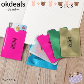 OKDEALS กระเป๋าสตางค์อัจฉริยะ อลูมิเนียม ป้องกันการโจรกรรม สําหรับใส่บัตร จํานวน 5 ชิ้น