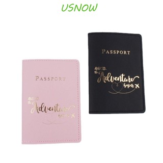 Usnow กระเป๋าใส่หนังสือเดินทาง บัตรเครดิต หนัง PU พิมพ์ลายตัวอักษร สําหรับผู้หญิง