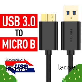 Lansel สายเคเบิลฮาร์ดไดรฟ์ภายนอก USB 3.0 Type-A เป็น Micro B ความเร็วสูง 0.5 ม. 1 ม. คุณภาพสูง