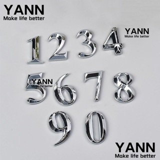 Yann1 สติกเกอร์ตัวเลข 3D 5 ซม. สีเงิน สําหรับติดตกแต่งประตูบ้าน โรงแรม สํานักงาน