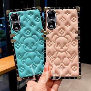 Yjd เคสโทรศัพท์หนัง ขอบตรง กันกระแทก ลายหมีน้อย สําหรับ Honor 90 Pro