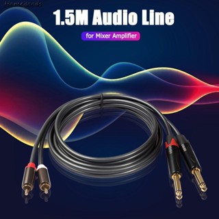 สายเคเบิลอะแดปเตอร์โมโน ตัวผู้ 6.35 มม. เป็นตัวผู้ RCA คู่ ยาว 1.5 ม. สําหรับเครื่องขยายเสียงมิกเซอร์ @H [homegoods.th]