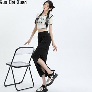 Ruo Bei Xuan ใหม่ผู้หญิงกระโปรงหางปลาผ้ายีนส์เอวสูงออกแบบแพคเกจความรู้สึกสะโพกกระโปรงสั้น