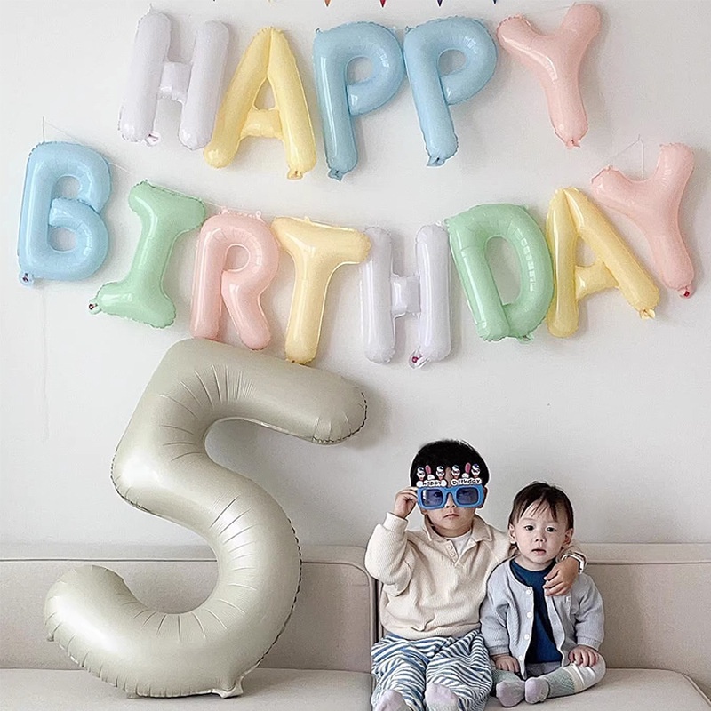 ชุดลูกโป่งฟิล์มอลูมิเนียม ลายตัวอักษรภาษาอังกฤษ Happy Birthday ขนาด 16 นิ้ว สําหรับตกแต่งปาร์ตี้วันเ