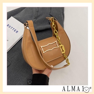 Alma Hobo กระเป๋าสะพายไหล่ หนัง PU ทรงคลัทช์ ความจุขนาดใหญ่ สีพื้น แฟชั่นสําหรับสตรี