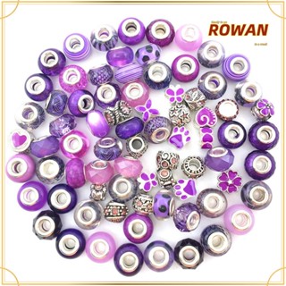 Rowans ลูกปัดเรซิ่น สีม่วง ขนาดใหญ่ สําหรับทําเครื่องประดับ สร้อยคอ 80 ชิ้น