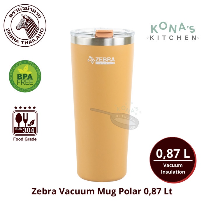 แก้วน้ําสุญญากาศ Zebra Polar 0.87 Lt คละสี (112702) / แก้วน้ําสุญญากาศ