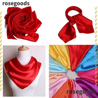 Rosegoods1 ผ้าพันคอ ผ้าเรยอนเทียม สีพื้น แฟชั่นสําหรับผู้หญิง 60*60 ซม.