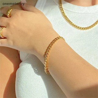 Onem สายรัดข้อมือโซ่ สเตนเลส แบบหนา กันน้ํา สีทอง สไตล์พังก์ คลาสสิก เครื่องประดับแฟชั่น สําหรับผู้ชาย