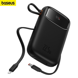 Baseus พาวเวอร์แบงค์ 22.5w 10000mah 20000mah Type-C ชาร์จเร็ว พร้อมสายเคเบิลในตัว หน้าจอดิจิทัล แบตเตอรี่ 20W สําหรับ iphone 14 13 12 pro