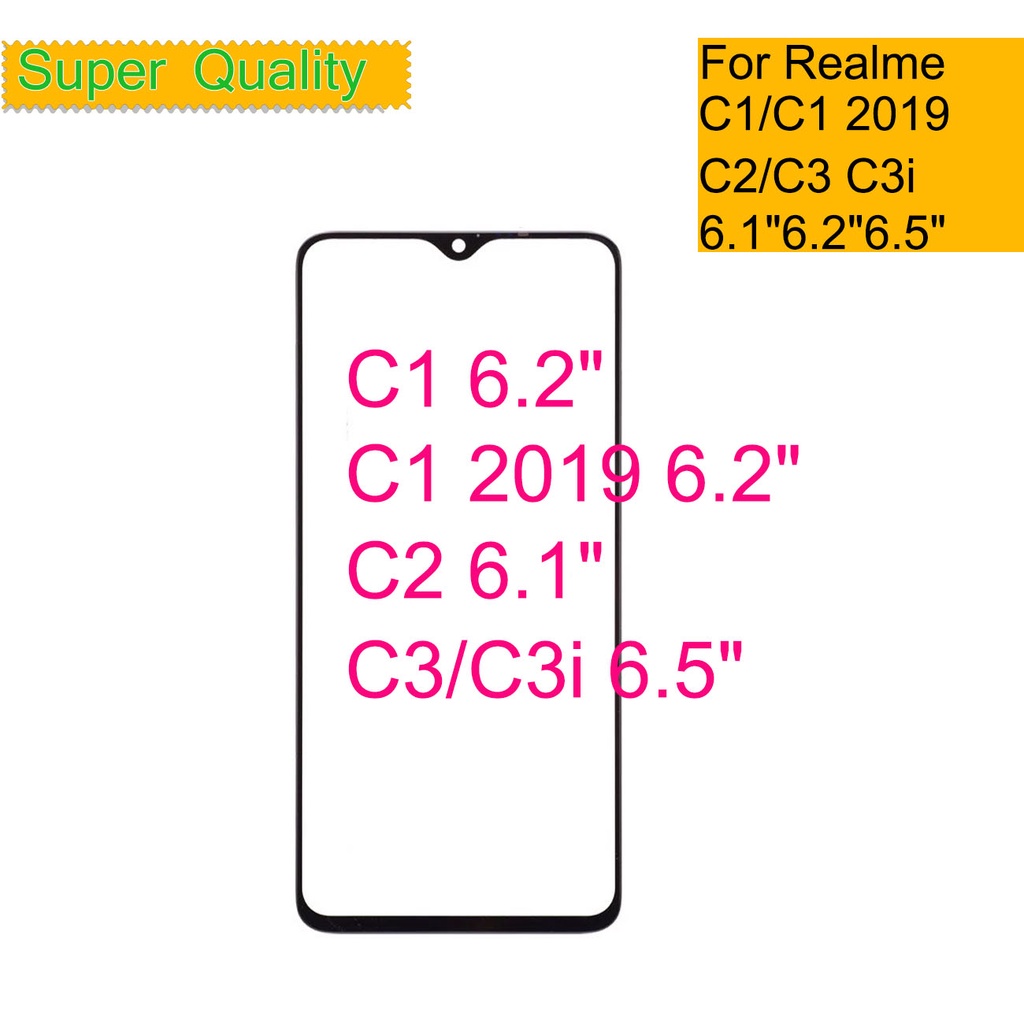 แผงกระจกหน้าจอสัมผัส LCD พร้อมกาว OCA สําหรับ Realme C1 2019 C2 Realme C3 C3i