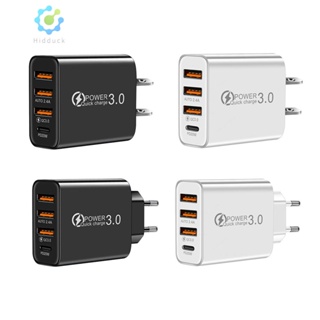 Au อะแดปเตอร์ชาร์จโทรศัพท์มือถือ USB 3 พอร์ต PD20W Type-C สําหรับบ้าน กลางแจ้ง [Hidduck.th]