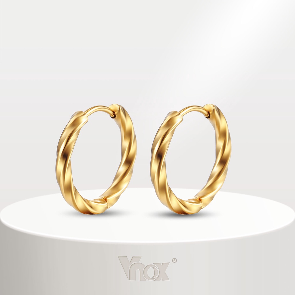 Vnox มินิมอล โมบิวส์ ห่วง ต่างหู สําหรับผู้หญิง ผู้ชาย สเตนเลส ทรงกลม ฮักกี้ ต่างหู ของขวัญ ปาร์ตี้