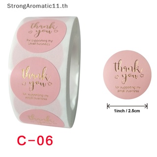 Strongaromatic สติกเกอร์ฉลาก Thank You สีชมพู สําหรับติดตกแต่ง 500 ชิ้น ต่อม้วน