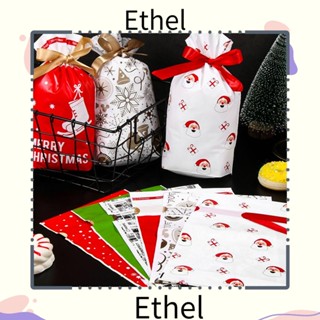 Ethel1 ถุงขนม ลายเกล็ดหิมะ สโนว์แมน ของขวัญ สําหรับตกแต่งบ้าน คริสต์มาส 5 ชิ้น