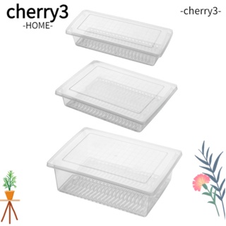 Cherry3 กล่องเก็บของ ทรงสี่เหลี่ยมผืนผ้า ระบายน้ํา สําหรับตู้เย็น