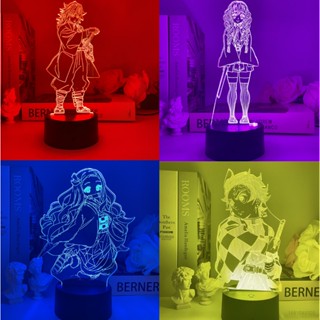 โคมไฟกลางคืน LED รูปการ์ตูนอนิเมะ Demon Slayer 3d ชาร์จ USB สําหรับตกแต่งบ้าน