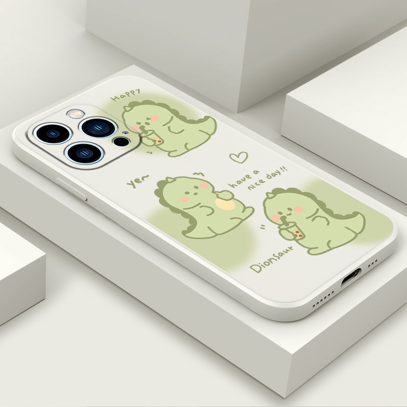 เคส OPPO F11 PRO A58 4G F5 F7 F9 F1S R15 PRO FIND X3 PRO MF065A สีเขียว ไดโนเสาร์ ซิลิโคน กันตก นิ่ม