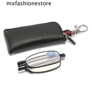 Mxfashione แว่นตาอ่านหนังสือ กรอบโลหะ เรซิน 1.0~+4.0 สีแดง แบบพกพา พับได้