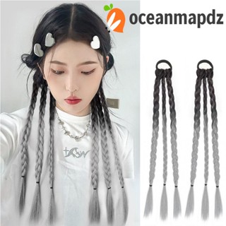 Oceanmapdz วิกผมถักเปีย ยืดหยุ่น ไล่โทนสี ผมหางม้า อุปกรณ์เสริมจัดแต่งทรงผม อุณหภูมิสูง ไฟเบอร์ ชกมวย ถักเปีย วิกผม เชือกผม