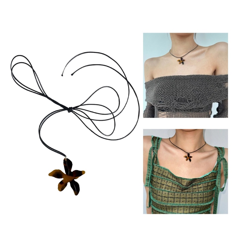 CH จี้สร้อยคอคอยาว Choker ปรับ Maple Leaf Charm Neckchain แฟชั่นเครื่องประดับคอ Y2K Accessor
