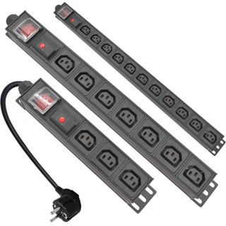 Pdu รางปลั๊กไฟ อลูมิเนียมอัลลอย 16A 3500W ป้องกันไฟโหลดเกิน C13 ซ็อกเก็ต 2-24 ทาง ปลั๊ก EU (สาย 2 เมตร)