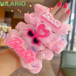 Hilario ยางรัดผม ตุ๊กตาบาร์บี้ ตัวอักษรหัวใจ การ์ตูนน่ารัก Scrunchies สีชมพู โบว์ เด็ก