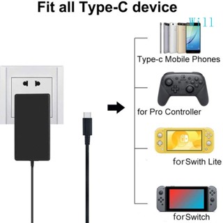 Will อะแดปเตอร์ชาร์จ สําหรับ NS Switch AC พร้อมสายเคเบิล Type-C 5 ฟุต 15V 2 6A รองรับโหมดทีวี