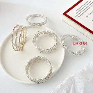 Daron สร้อยข้อมือ ประดับมุก พลอยเทียม หลายชั้น หรูหรา สไตล์เกาหลี สําหรับผู้หญิง