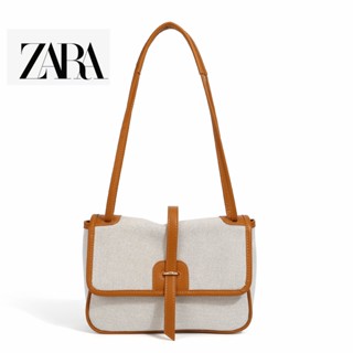 Zara กระเป๋าผ้าแคนวาส ทรงโท้ท จุของได้เยอะ เข้ากับทุกการแต่งกาย สําหรับผู้หญิง @-