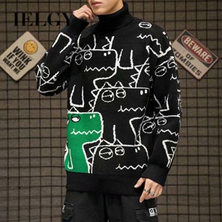 IELGY เสื้อกันหนาว คอเต่า แบบหนา แฟชั่นสําหรับผู้ชาย