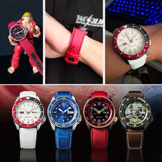 
[พร้อมส่ง] Seiko SEIKO No. 5 Street Fighter Joint นาฬิกาข้อมือ สายหนังวัวแท้ ขนาด 22 มม. สําหรับคู่รัก SRPF19K1