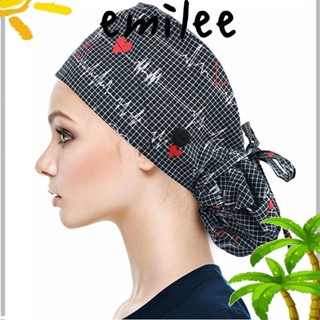 Emilee หมวกทํางาน ผู้หญิง และผู้ชาย ที่ใส่ผมหางม้า ผ้าฝ้าย ปรับได้ หมวกคลุมผมยาว